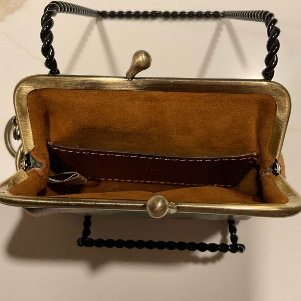 Patricia Nash Watercolor Butterfly Leather Large Framed Coin Purse - Picture 4 of 6